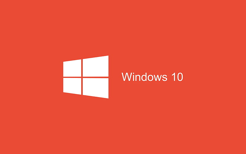 Windows 10, minimal, art, red background, logo, Windows 10 logo, Microsoft, HD wallpaper