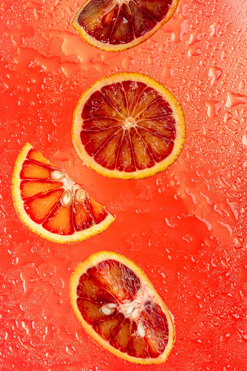 orange, citrus, wedges, fresh, red, HD phone wallpaper