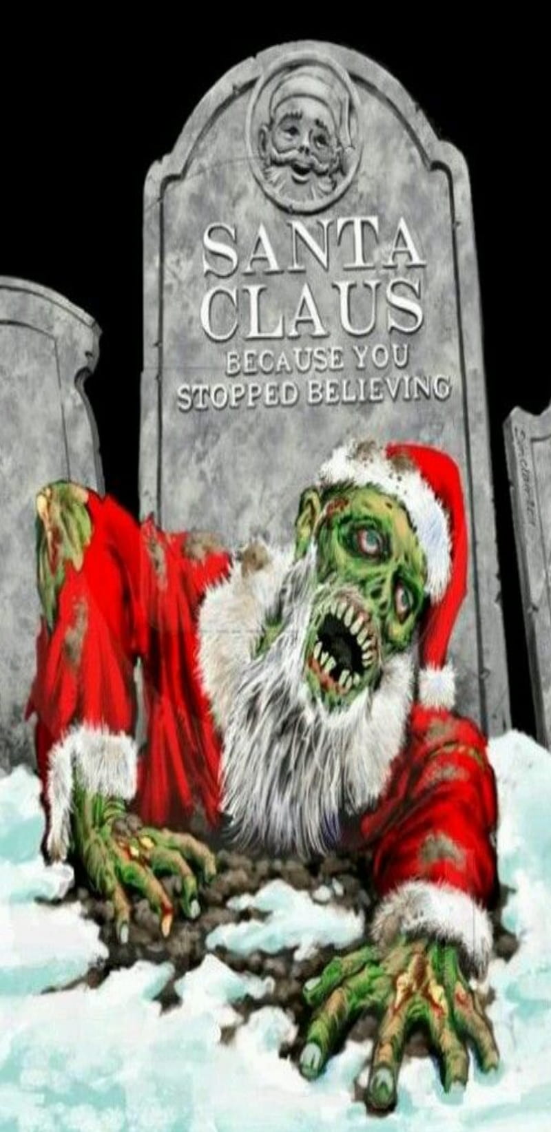 Undeadsanta, christmas, graveyard, headstone, santa, snow, xmas, zombie, HD phone wallpaper