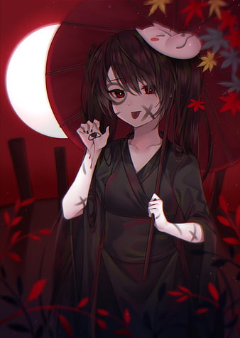 Autumn moon, red, autumn, orange, hatsune miku, halloween, ginger, moon ...