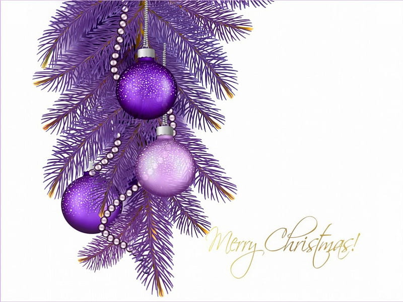 Christmas purple, bough, purple, balls, beads, mauve, HD wallpaper