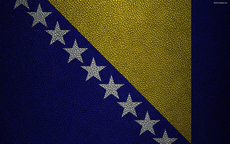 Flag of Bosnia and Herzegovina leather texture, Europe, flags of Europe, Bosnia and Herzegovina, HD wallpaper