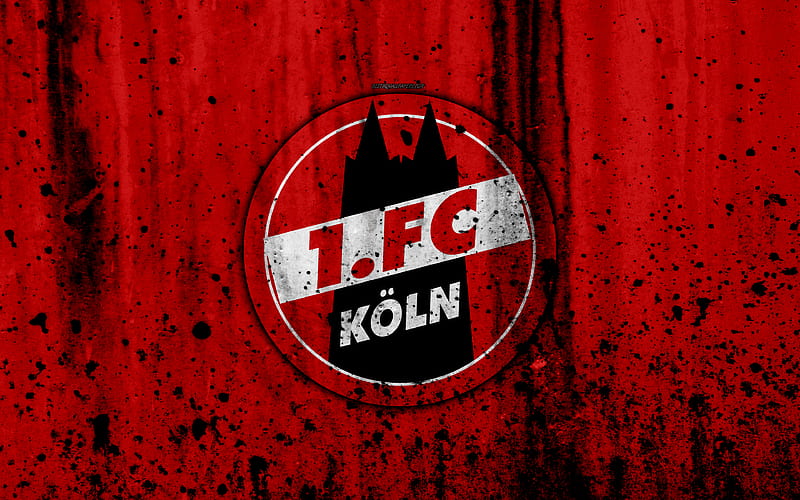 FC Koln logo, Bundesliga, stone texture, Germany, FC Cologne, Koln, soccer, football club, Koln FC, HD wallpaper