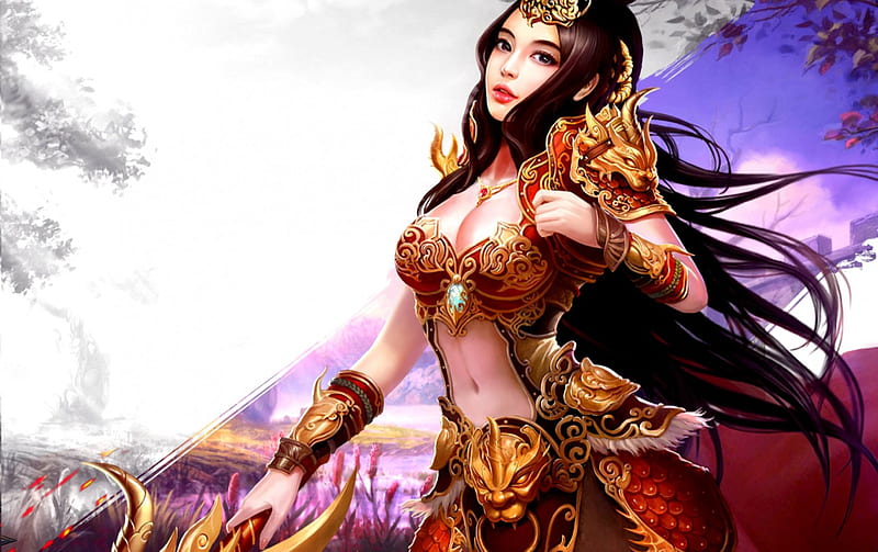 WARRIOR GIRL, game, beauty, art, warrior, HD wallpaper | Peakpx