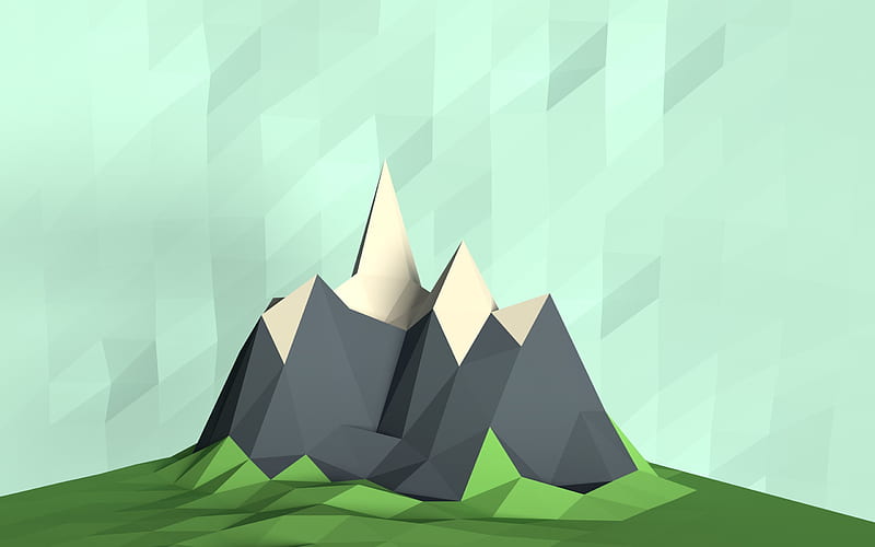 low poly mountain, abstract mountain, polygonal abstraction, HD wallpaper