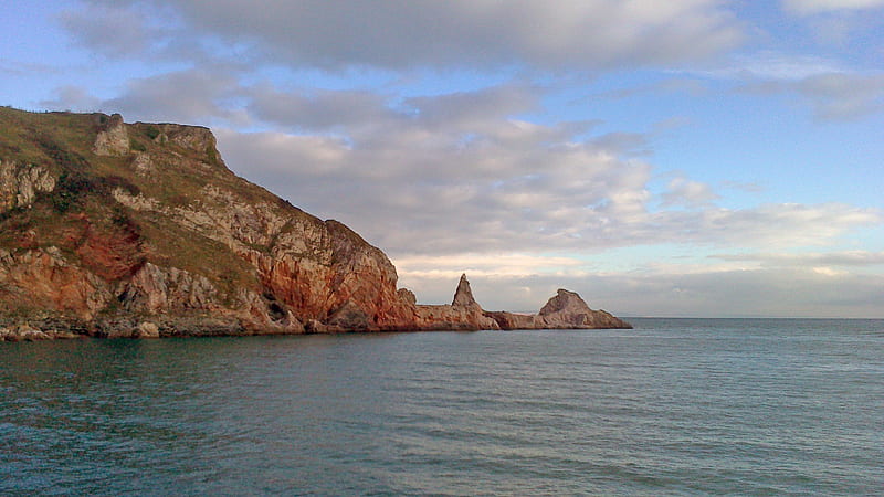 Anstey's Cove, Devon, rocks, oceans, devon, beaches, nature, sky, sea, HD wallpaper