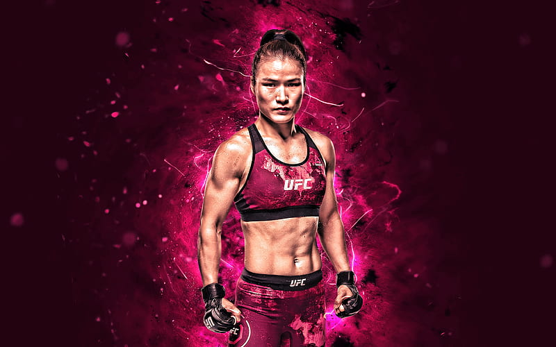 Weili Zhang purple neon lights, Chinese fighters, MMA, UFC, female fighters, Mixed martial arts, Weili Zhang , UFC fighters, Magnum, MMA fighters, HD wallpaper