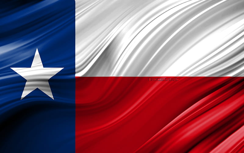 Texas flag, american states, 3D waves, USA, Flag of Texas, United States of America, Texas, administrative districts, Texas 3D flag, States of the United States, HD wallpaper