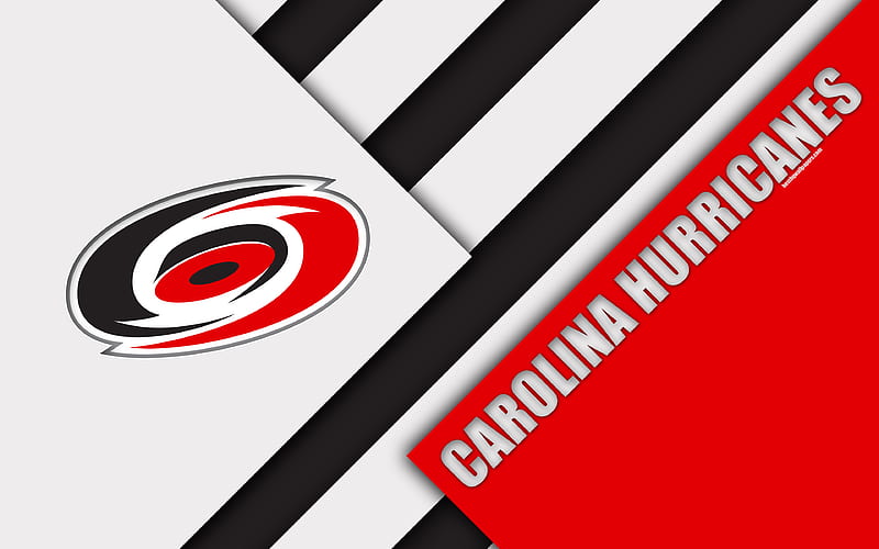 Carolina Hurricanes material design, logo, NHL, red white abstraction, lines, American hockey club, Raleigh, North Carolina, USA, National Hockey League, HD wallpaper