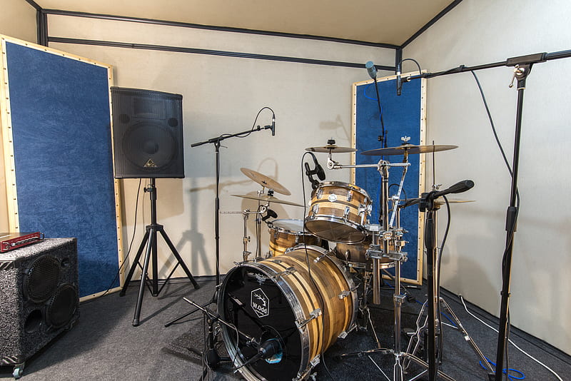 drum kit, drums, musical instrument, studio, music, HD wallpaper