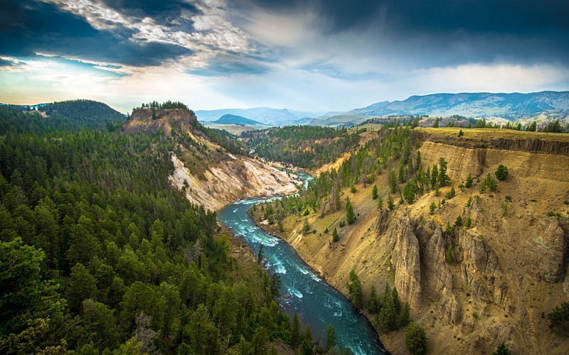 Yellowstone NationalPark, mountain, nature, river, Park, HD wallpaper