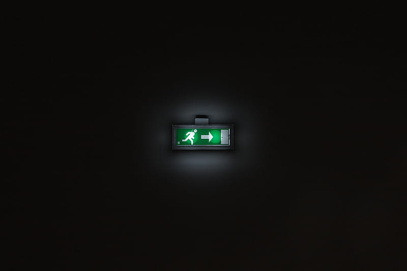 exit sign, wall, Others, HD wallpaper