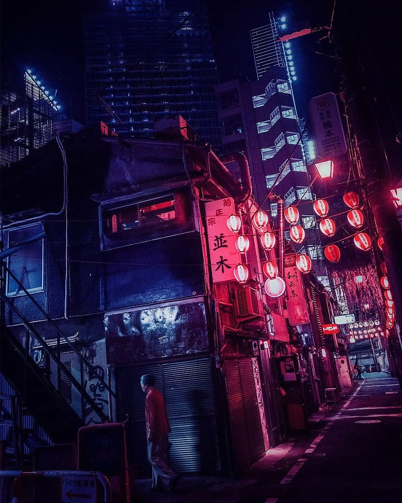 Neon Tokyo night, anime, HD phone wallpaper