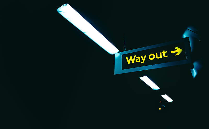 way out, sign, tunnel, lights, Others, HD wallpaper