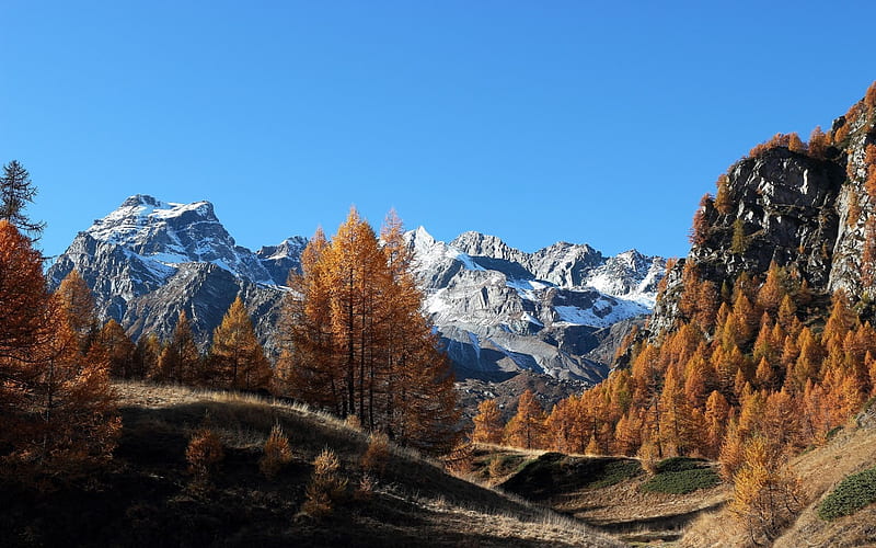 autumn, mountains, Alps, mountain landscape, Italy, Piedmont, Crampiolo, HD wallpaper