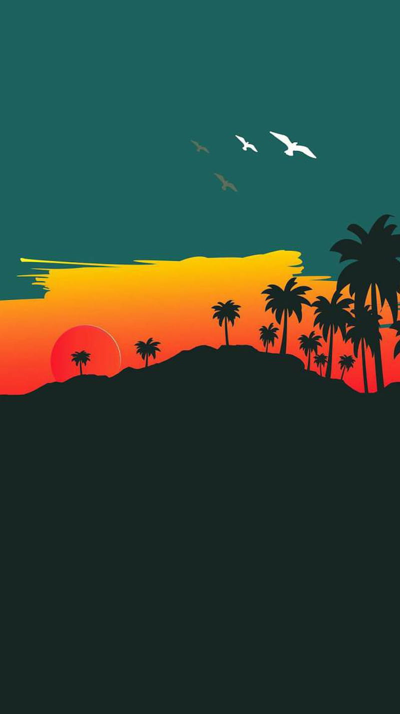 Sunset, birds, stuff, sun, HD phone wallpaper