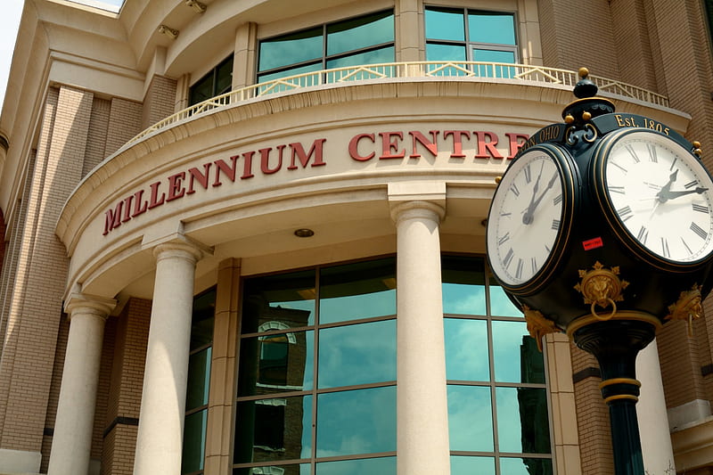 Millennium Center, canton ohio, clock, bicentennial, millennium, HD wallpaper