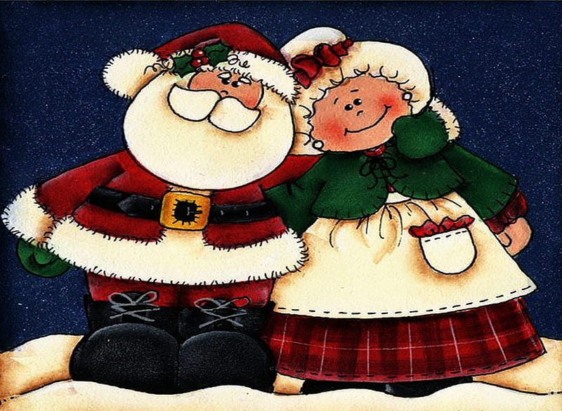 Santa and Mrs. Clause, santa, lovely, country, tender, mrs clause, HD wallpaper