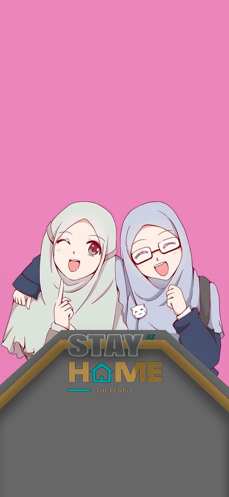 Stay home muslim, anime, corona, friends, new, popular, stay, HD phone wallpaper