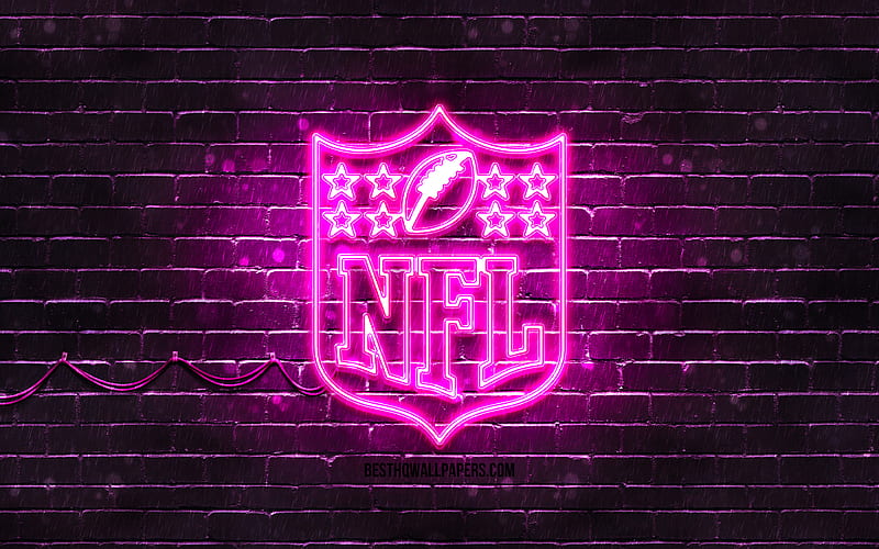 NFL purple logo purple brickwall, National Football League, NFL logo, american football league, NFL neon logo, NFL, HD wallpaper