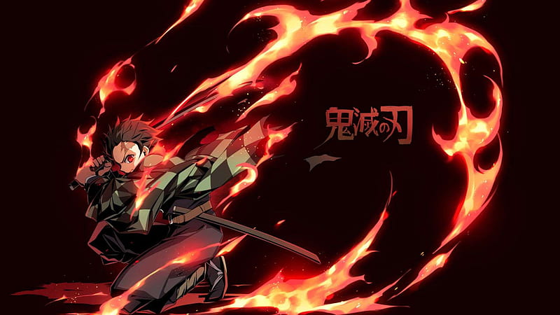 Fire dragon, Kimetsu no Yaiba, Kamado Tanjiro, sword, fire, dragon, anime,  Anime screenshot, anime boys, uniform, night, Chinese dragon