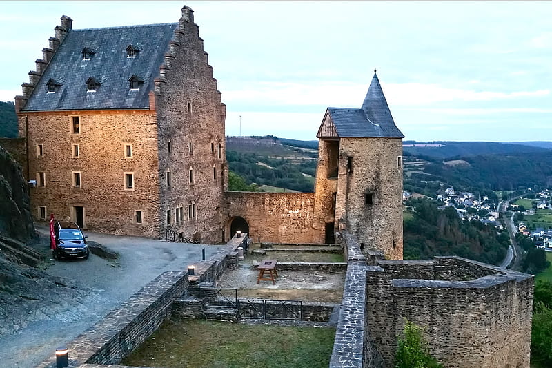 Chateau de Bourscheid, Luxemburg, luxemburg, medieval, castle, architectire, HD wallpaper