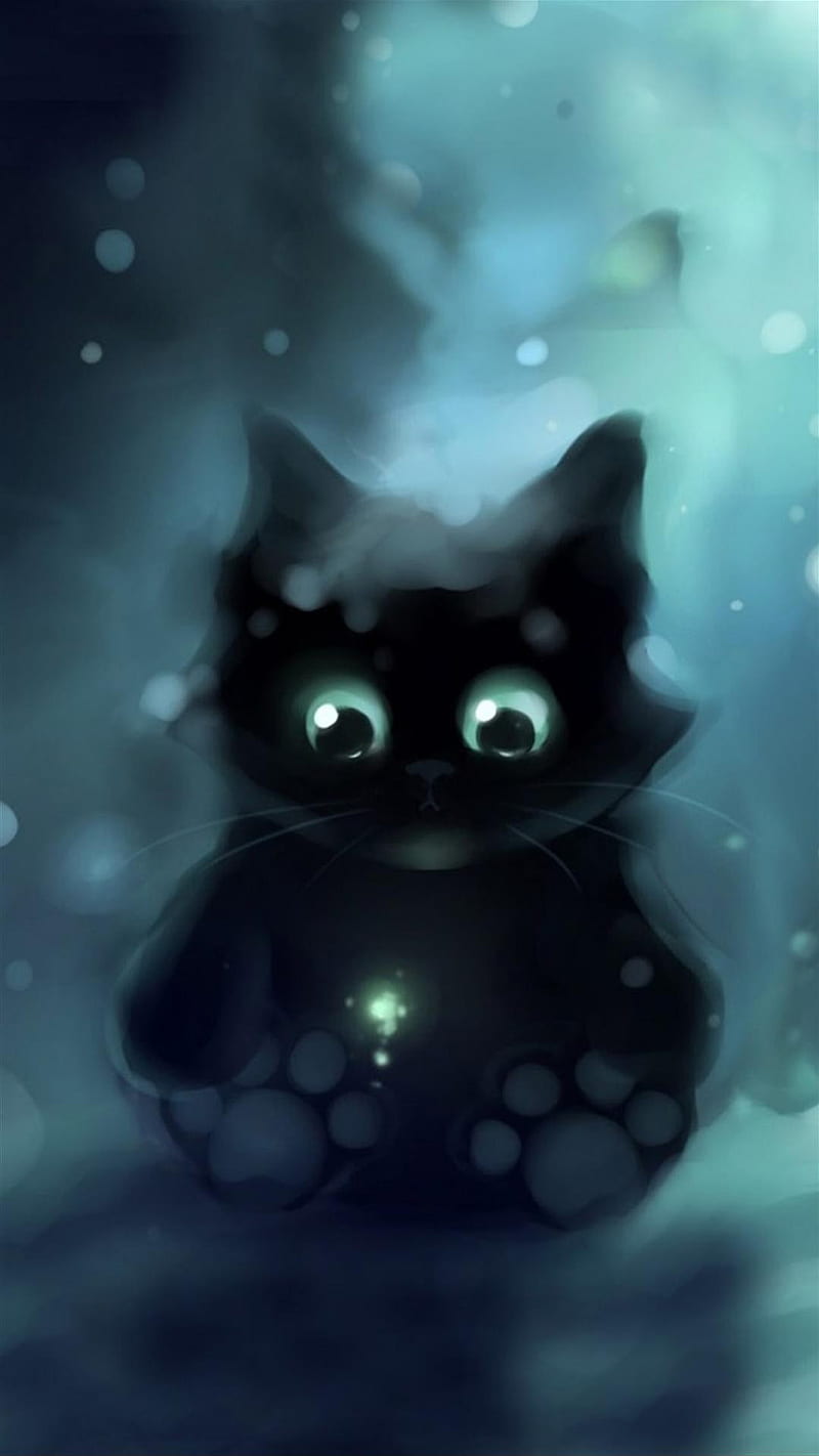 Cute Black Cat, HD phone wallpaper