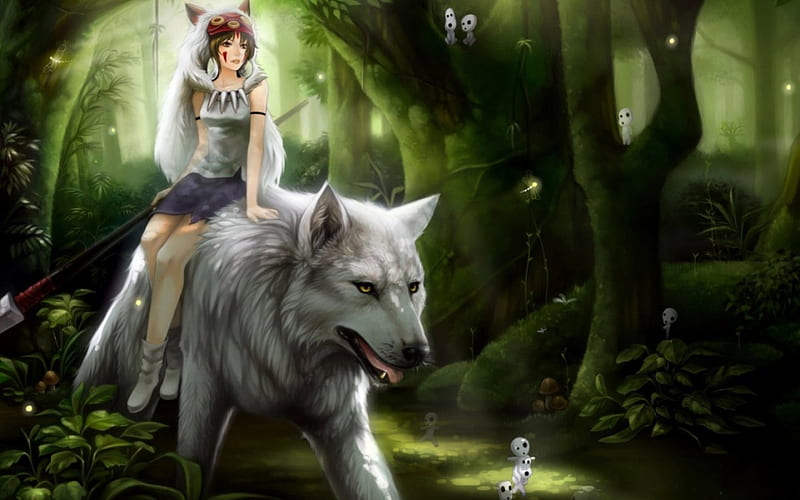 Girl riding a wolf, fantasy, wolf, abstract, girl, HD wallpaper | Peakpx