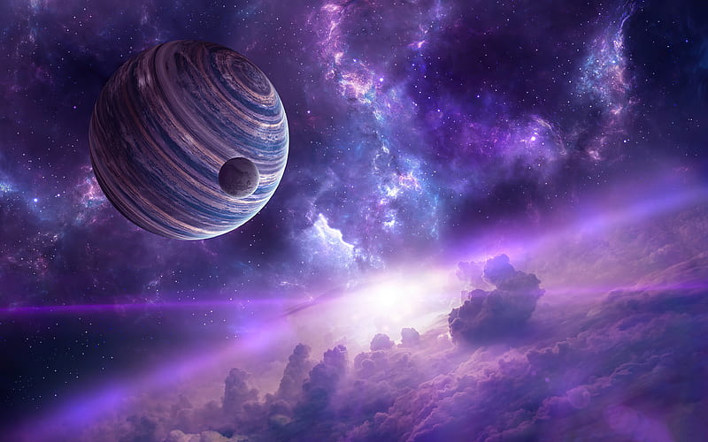 Planetas, cosmos, fantasía, planeta, espacio, púrpura, Fondo de pantalla HD  | Peakpx