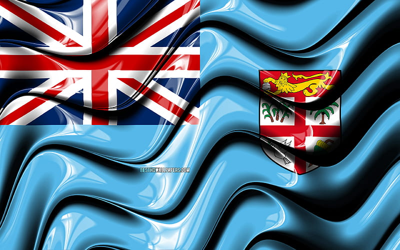 Fiji flag Oceania, national symbols, Flag of Fiji, 3D art, Fiji, Oceanian countries, Fiji 3D flag, HD wallpaper