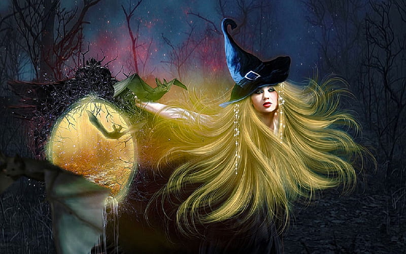 Dark Craft, pretty, art, witch, fantasy, girl digital, woman, halloween, HD wallpaper
