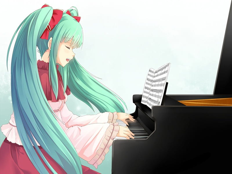 Miku cantando hermoso !, miku, cantando, piano, anime, Fondo de pantalla HD  | Peakpx