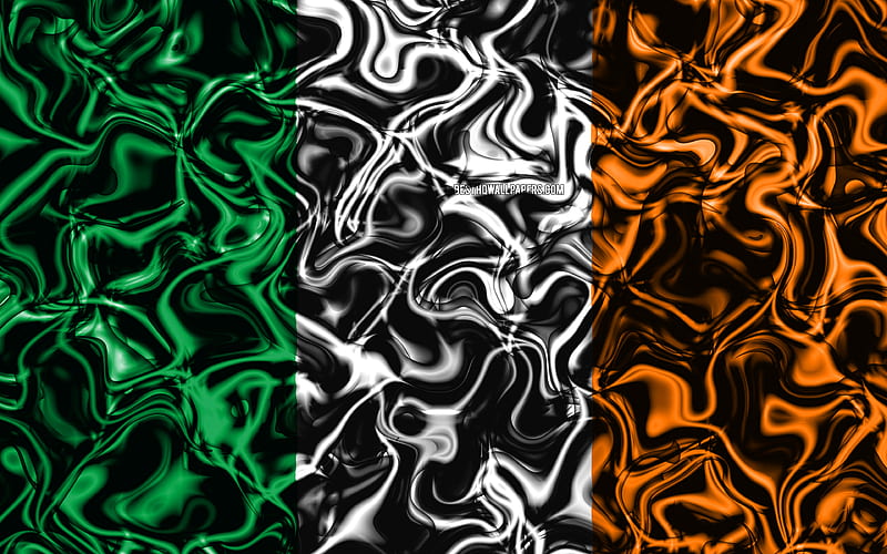 Flag of Ireland, abstract smoke, Europe, national symbols, Irish flag, 3D art, Ireland 3D flag, creative, European countries, Ireland, HD wallpaper