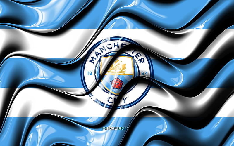 Manchester City FC logo, creative art, blue and white checkered