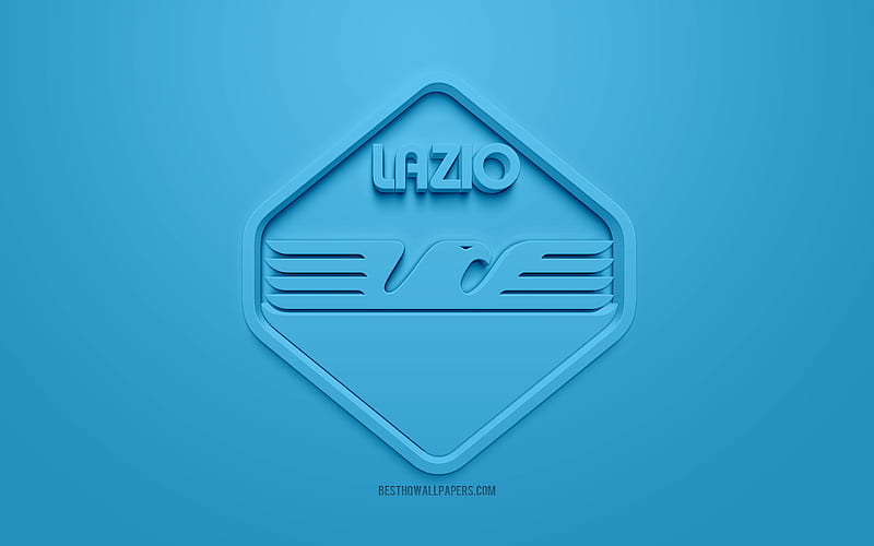 Lazio FC, new emblem, creative 3D logo, new logo, blue background, 3d emblem, Italian football club, Serie A, Rome, Italy, 3d art, football, stylish 3d logo, SS Lazio, HD wallpaper