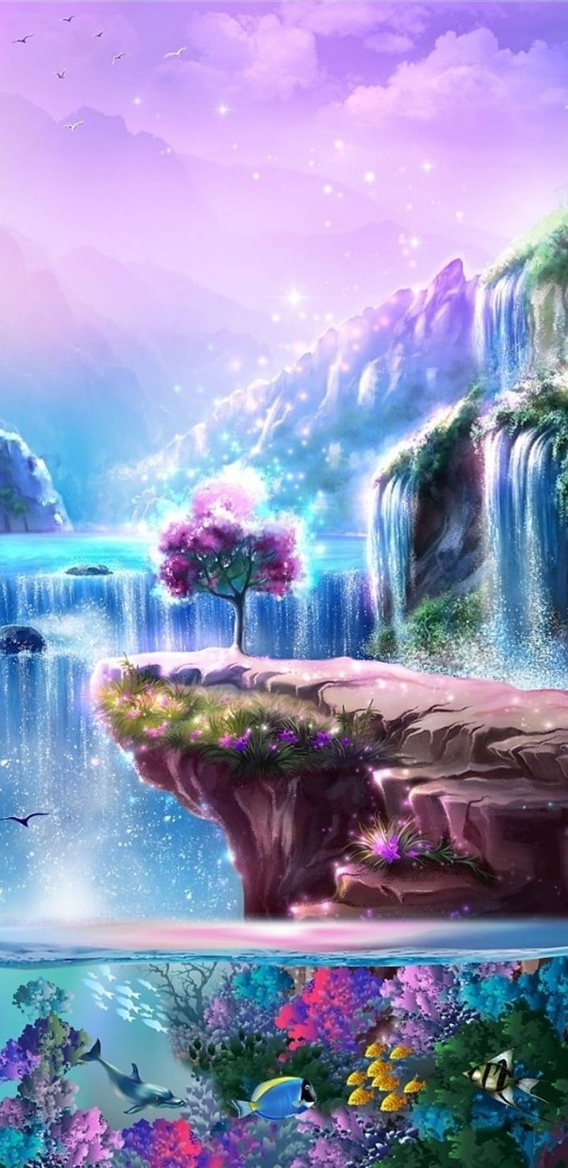 Waterfalls, bonito, colourful, fish, pretty, waterfall, HD phone wallpaper