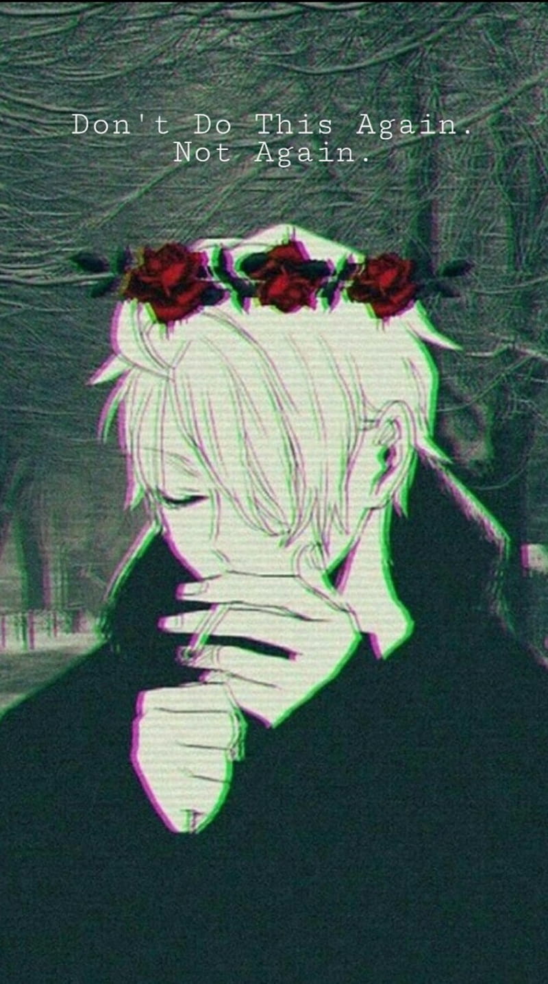 Anime Boy, aesthetic anime boy, aesthetic boy, black, japanese writing, sad  anime boy, HD phone wallpaper