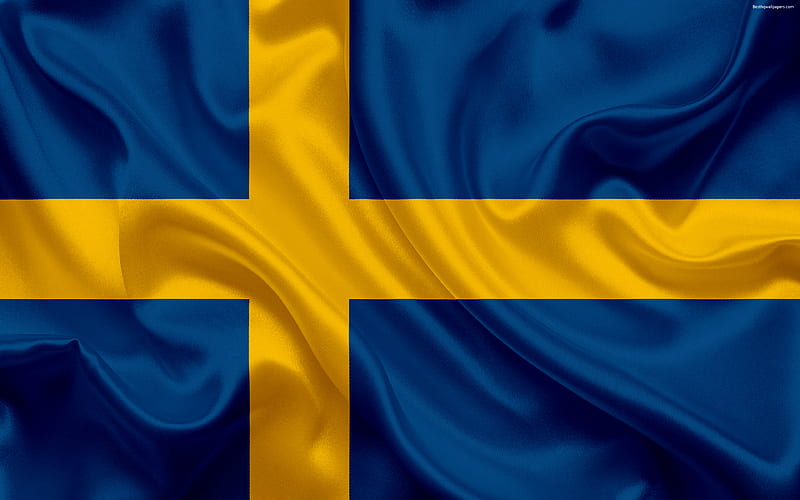 flag of Sweden silk flag of Sweden, Europe, silk texture, Sweden, HD wallpaper