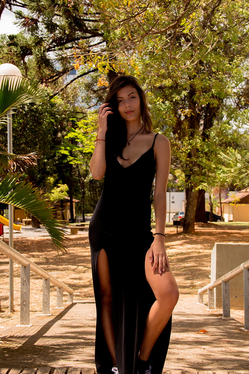 women's black sleeveless dress, HD phone wallpaper