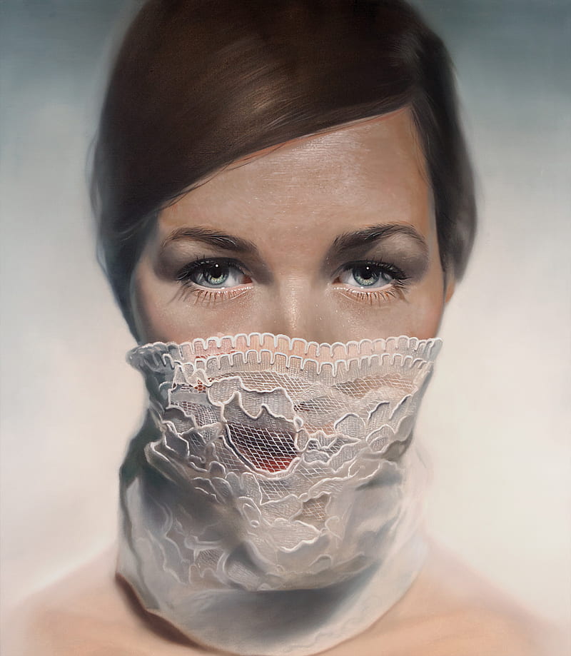Mike Dargas, painting, artwork, women, face, realistic, HD phone wallpaper