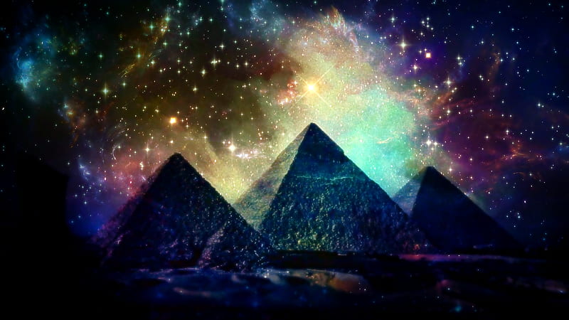 Pyramids galaxy, awakening, invisible force, zen, universe, pyramids, spirituality, power within, galaxy, HD wallpaper