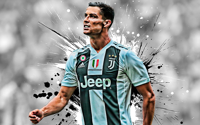 Cristiano Ronaldo, CR7, Portuguese football player, striker, Juventus FC, portrait, creative art, Juve, Turin, Italy, world football star, HD wallpaper