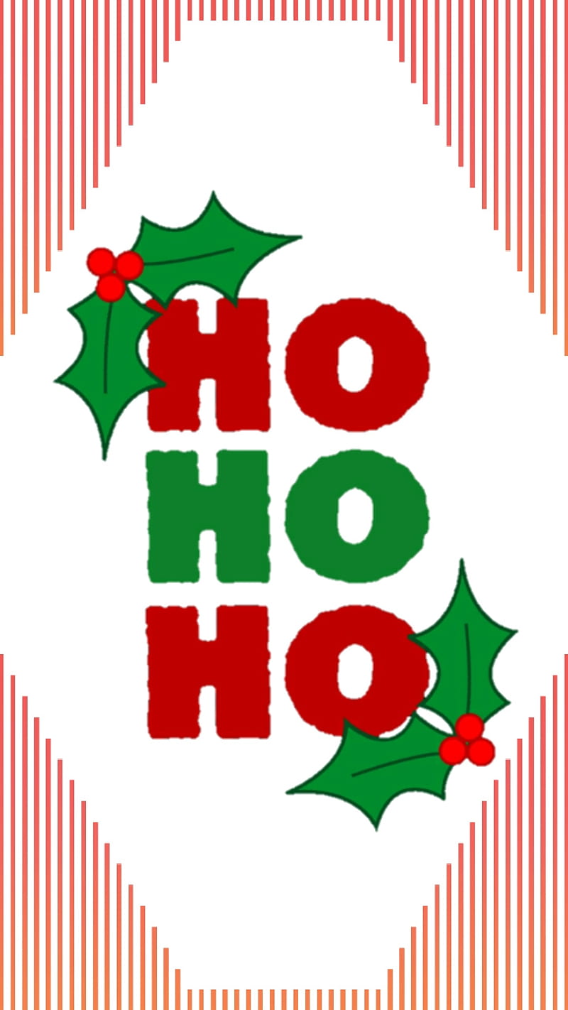 HO HO HO, christmas, green, holiday, mistletoe, red, santa, sayings, simple, stripes, words, HD phone wallpaper