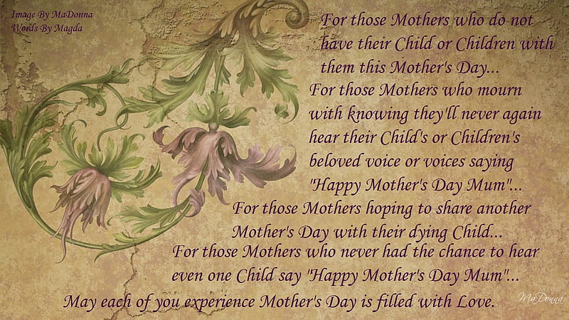 Mothers Day Wthout, note paper, mom, children, sad, beauty of words, flowers, parchment, mothers day, HD wallpaper