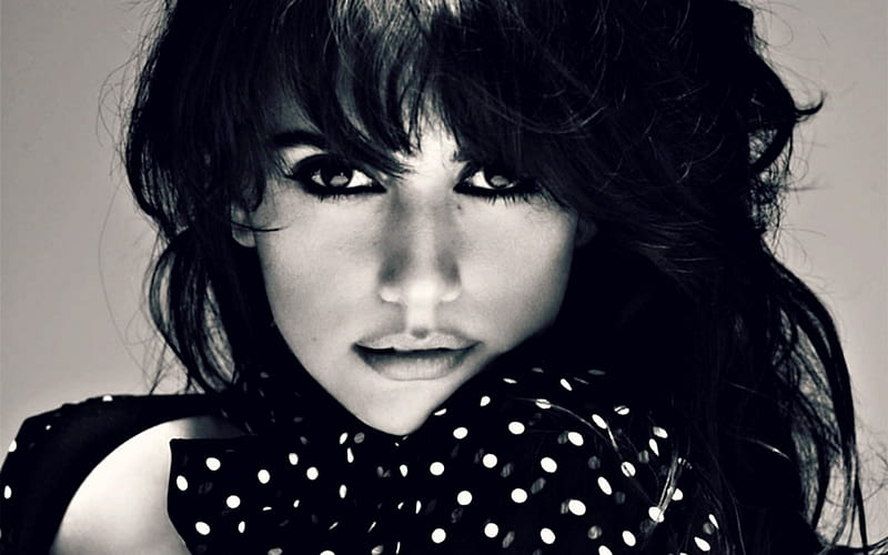 Penelope Cruz, femeie, black, woman, dot, girl, actress, face, white ...