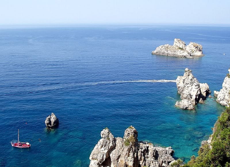 Corfu, Greece, shore, water, rock, ocean, HD wallpaper