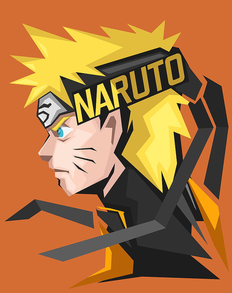 anime, orange background, Naruto (anime), Uzumaki Naruto, HD phone wallpaper