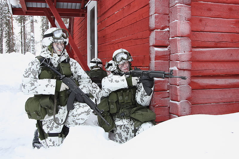Finnish defence forces, army, snow, soldiers, cold, HD wallpaper