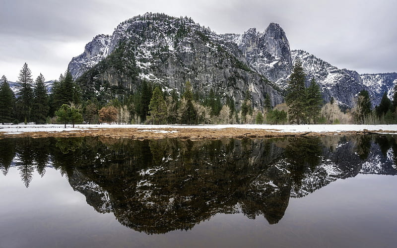 mountains, forest, mountain lake, mountain landscape, USA, Yosemite Valley, California, HD wallpaper