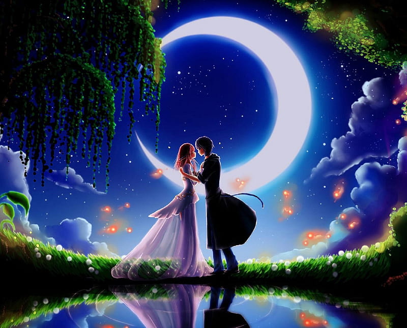 Moon Lovers 016, lovers, moon, HD wallpaper | Peakpx